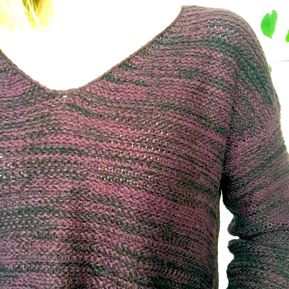 Quinn Burgundy Marl V-Neck Pullover Sweater, size Large ♥️ - Picture 4 of 16